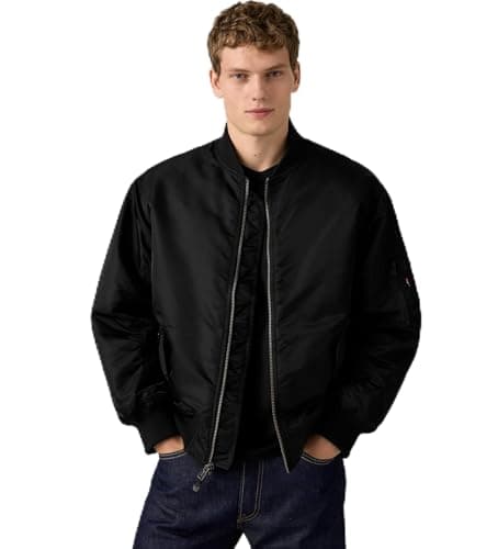 Image of Levi's Men's Bomber Jacket with Side Pockets, Relaxed Fit, Black (Jet Black), XL
