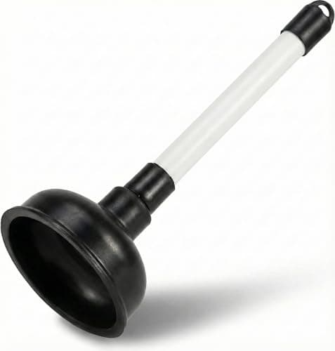 Image of Heavy Duty Plunger - Sink Unblocker with 100mm Strong Suction Cup and 225mm Long Handle – Perfect for Sink, Toilet, Kitchen & Bathroom Drains Unblocking, for Space-Saving. Universal Fit for Home.