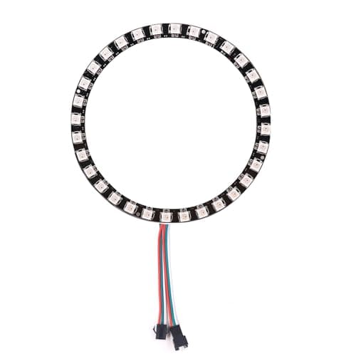 Image of GQL 5V RGB LED Ring, WS2812 IC 5050 SMD Addressable Lights (32 Bits, Black Ring Board)