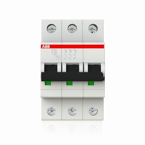 Image of ABB S203-C32 Miniature Circuit Breaker, 3 Pole, Type C, 6/10kA Breaking Capacity, 32 Amp Current (2CDS253001R0324)