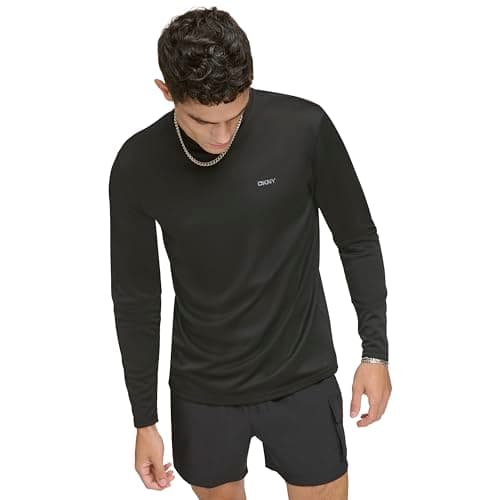 Image of DKNY Men's Long Sleeve Quick Dry 40+ Protection UPF Active Top 0, Black, Large