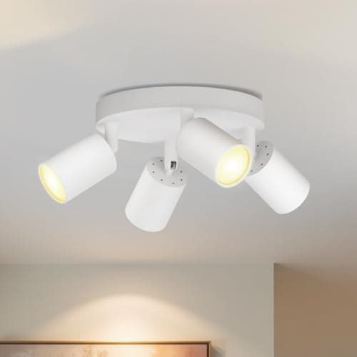 Image of LVWIT White Ceiling Light,Kitchen Lights Ceiling,Light Fittings Ceilings,4 Way Ceiling Spotlight Fitting,GU10 Base Spot Lights for Kitchen Lounge Bedroom Dining Room(Bulb Not Included)