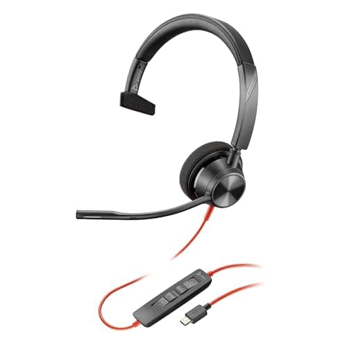 Image of Poly Blackwire 3310 Wired Headset – Flexible Microphone Boom – Monaural Design - Connect to PC/Mac via USB-C or USB-A - Works w/Teams, Zoom
