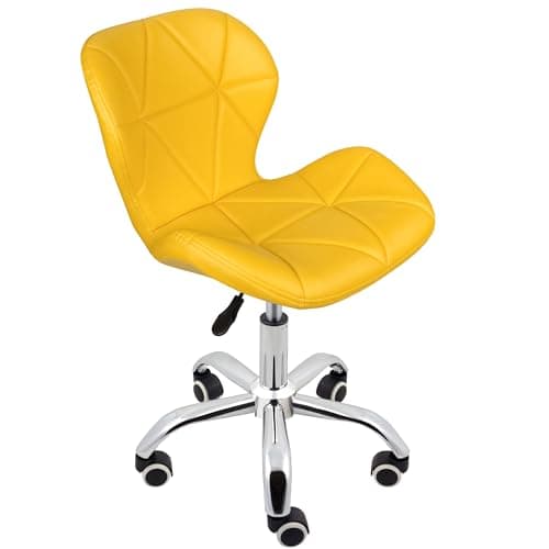 Image of Charles Jacobs Home Office Swivel Computer Desk Chair with a Height Adjustable Chrome base and Wheels - Yellow PU