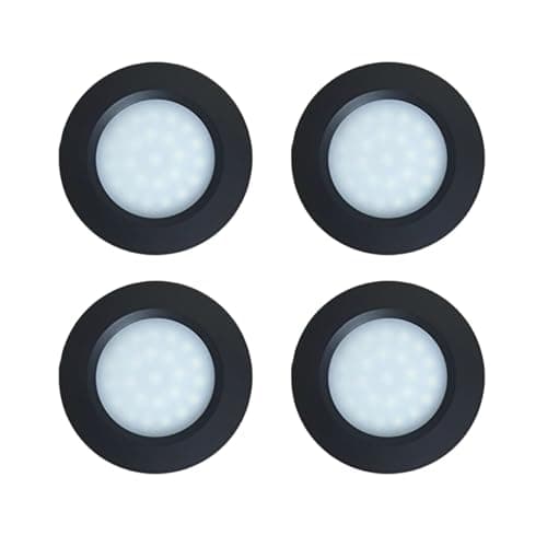Image of MARVIX Black LED Spot Lights 12V 24V Dimmable Recessed Downlights For Motorhome, Caravan, Campervan and Boat Lighting (Warm White, 3000K) - Pack of 4