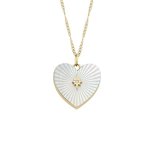 Image of Fossil Women's gold tone Stainless Steel with lobster clasp closure heart shaped pendant necklace