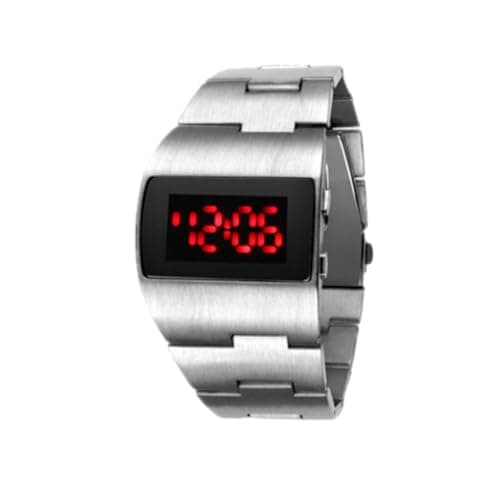 Image of budiniao LED Wrist Watches Sturdy and Durable Alloy Wide Application Led Digital Watch Wristwatch Fashionable and Easy to Match, Silver red Light