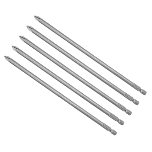 Image of CoCud Phillips Cross Screwdriver Bits, 6mm PH2 200mm Long 1/4" Hex Shank, S2 Magnetic Phillips Drill Bit - (Applications: for Power Impact Driver), 5-Pieces