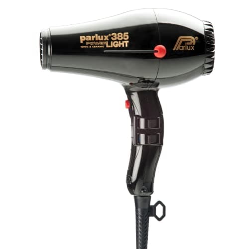 Image of Parlux Powerlight 385 Hair Dryer in Black. 2150 W Powerful & Lightweight Hair Accessories for Quick, Easy Drying & Styling. with Built in Silencer with Incorporated Ceramic & Ionic Technology