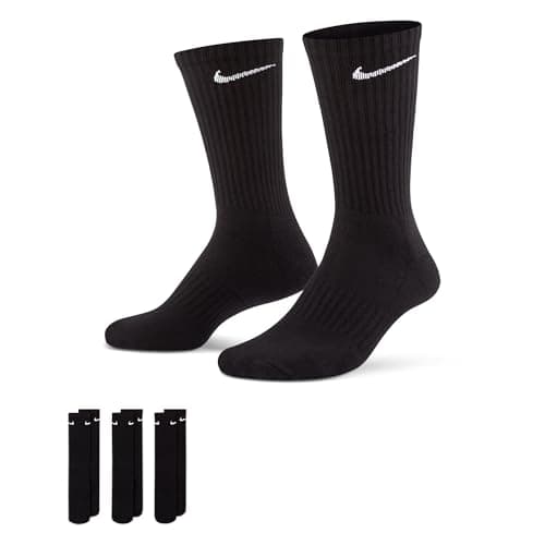 Image of Nike Unisex's U NK EVERYDAY CUSH CREW 3PR Socks, Black/(White), L