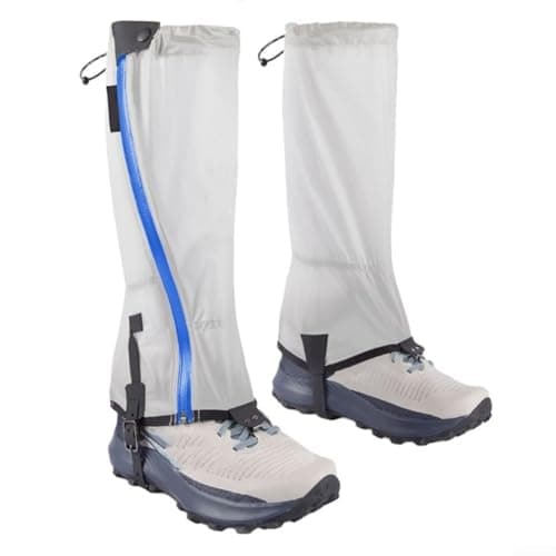 Image of Feeshoppher Lightweight Waterproof Hiking Gaiters for Men Women, Breathable 20D Nylon Snow Gaiters with Zipper for Camping Fishing Climbing, PU4000 Rain Mud Protection Leg Guards(Gray blue)