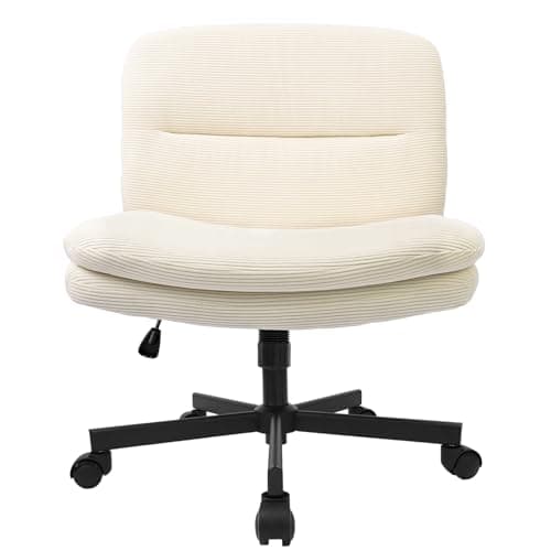 Image of Durrafy Ergonomic Office Chair, Comfortable Swivel Desk Chair with Velvet Seat & Smooth Wheels, Height Adjustable Armless Wide Padded Computer Chair, Supports 136KG for Home & Office