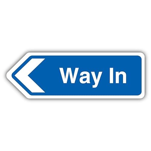 Image of V Safety Way In Arrow Left - Shaped Sign 300 x 100 mm - 2mm Super-Tough Rigid Plastic