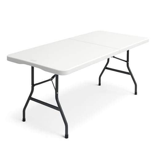 Image of SAKUSEI 6ft 1.8m Sturdy Folding Table Trestle Party Garden Table With Carry Handle
