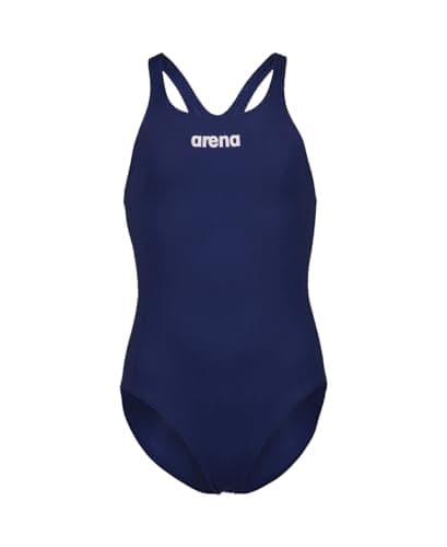 Image of ARENA Solid Swim Pro Team Girls' One-piece Swimsuit, Quick-Drying, Sports Swimsuit in MaxLife ECO-Fabric with Chlorine Resistance and UPF 50+ UV Protection Navy-White