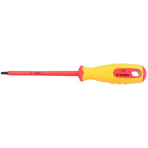 Image of T15 x 100mm VDE Torx Star Insulated Screwdriver for Use On Hybrid Electric Cars