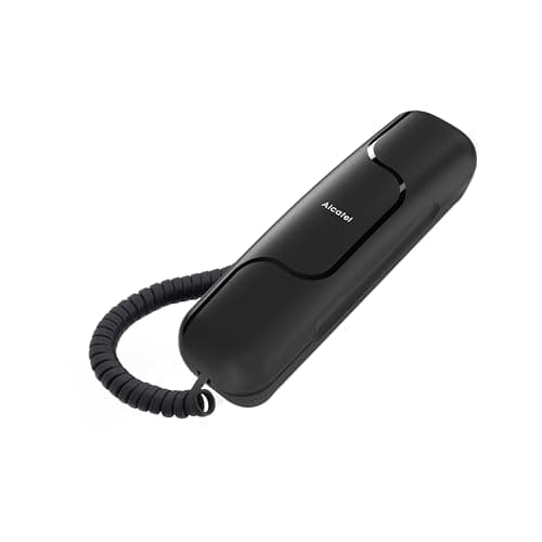 Image of ALCATEL T06 - Wired Landline Telephone - Ultra-Compact Design - Wall Mountable - Redial Button - Black