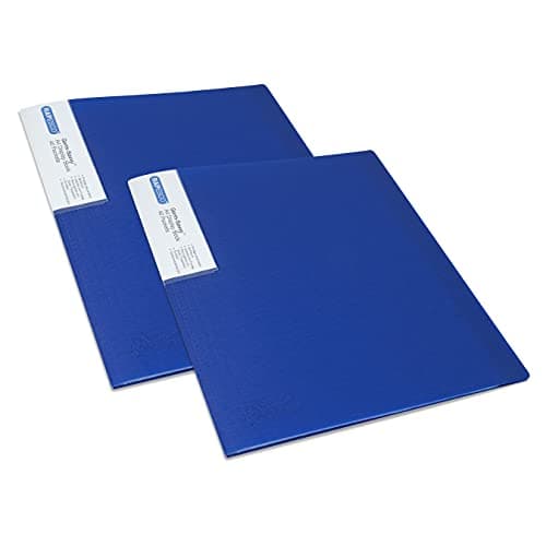 Image of Rapesco 1675 Presentation Folder with Antibacterial Protection, 40 Pockets, A4, Blue, Pack of 2