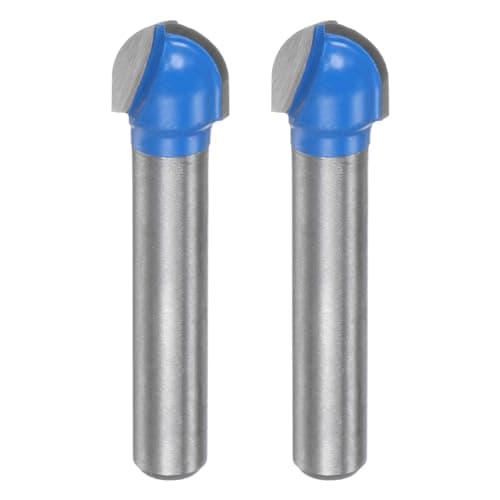Image of sourcing map 2pcs Router Bit Core Box 1/4 Shank 3/8 Inch Cutting Dia. Round Nose Router Bit 2 Flutes Carbide Cove Box Cutter for Carpentry Woodworking Milling Cutter Tool