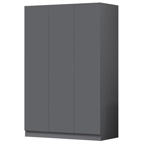 Image of FWStyle Matt Dark Grey 3 Door Wardrobe - H180 X W120 X D50cm
