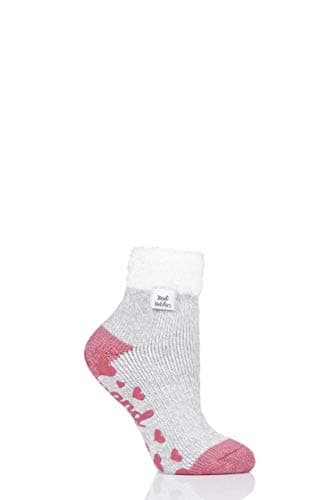 Image of HEAT HOLDERS Ladies Lounge Feather Top Socks Pack of 1 Light Grey 4-8