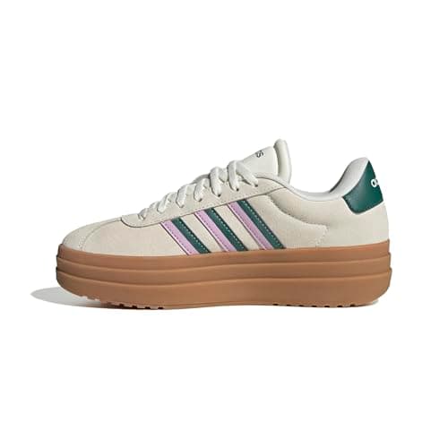 Image of adidas Women's VL Court Bold Shoes, Off White/Collegiate Green/Bliss Lilac, 3.5 UK