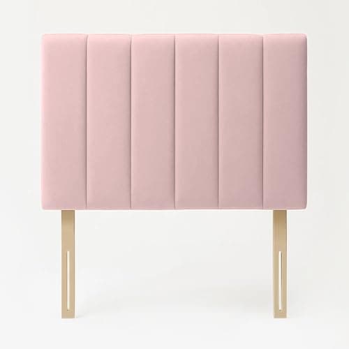 Image of YORKSHIRE HOMEWARE Padded Lined Headboard | Lined Headboards in Plush Velvet Fabric | Bed Bedroom Decor Hotel Furniture (Pink, 2ft 6inch Small Single)