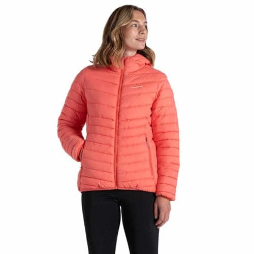 Image of Craghoppers Womens Compresslite Viii Hooded Padded Lightweight Coat, Deep Coral, 20 EU