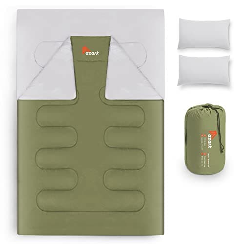 Image of azark Premium Double Sleeping Bag, 350GSM, Lightweight and Waterproof, 4 Seasons of Camping, Hiking and Outdoors, Sleeping bag for Adults & Kids (Green)