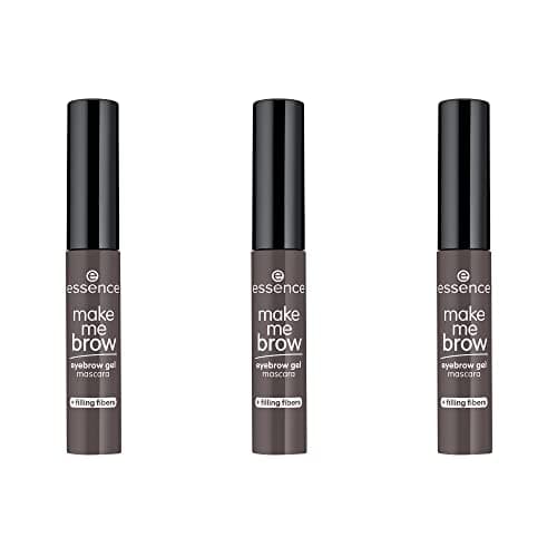 Image of essence make me BROW eyebrow gel mascara, eyebrows, with filling fibres, 04 Ashy Brows, brown, defining, gel-like, microplastic-free, nanoparticle-free, pack of 3 (3 x 3.8 ml)