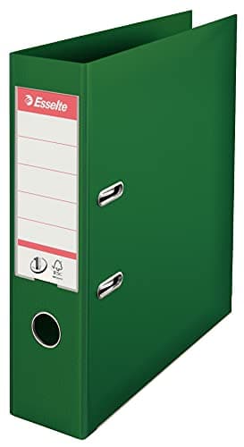 Image of Esselte A4 Lever Arch File, Green, 72mm Spine, Plastic, 811360, 500 Sheets Capacity