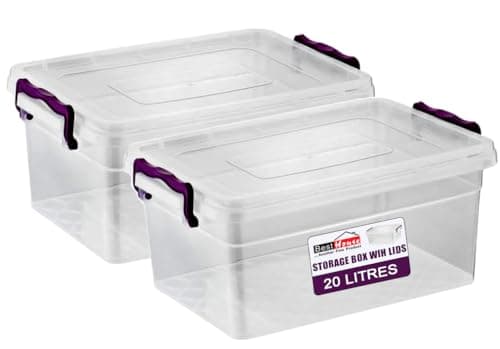 Image of BH | 20L - 2 PCS Clear Plastic Storage Box with Lids | Clip Handle | Containers for Home, office, Kitchen, Toys and Goods - By Best House