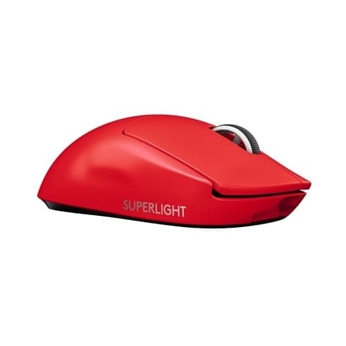 Image of Logitech G PRO X SUPERLIGHT Wireless Gaming Mouse, HERO 25K Sensor, Ultra-light with 63g, 5 Programmable Buttons, 70 hours Battery Life, Zero Additive PTFE Feet, PC/Mac - EWR - Red