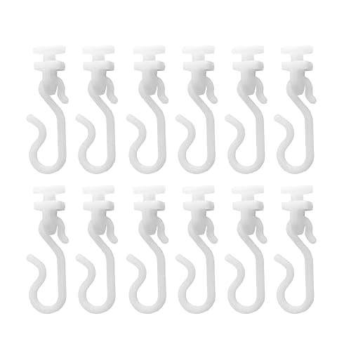 Image of Croydex White Plastic Shower Curtain Hooks and Gliders Pack of 12 - Curtain Track Gliders with S Shaped Hooks Set Suitable for Module 4 Profile 400/800 Rails