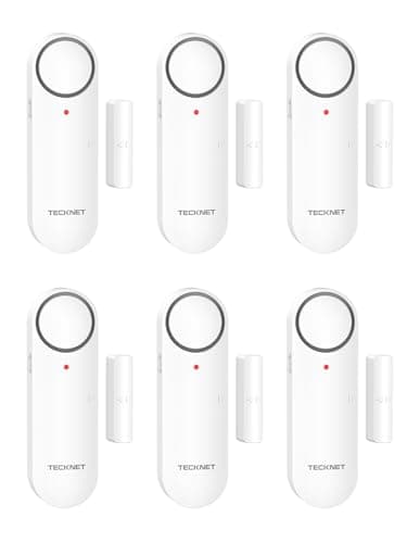 Image of TECKNET Door Alarms When Opened, Alarm & Chime Winsow Sensor, Home Security With 3-Level Volume Selection, Red-Flashing-Ligh Garage Alarms, Door Sensor Alarm for Window, Garage, Pool and Anti-Theft