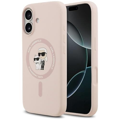 Image of CG MOBILE Karl Lagerfeld Silicone Ring "Karl & Choupette" Compatible with MagSafe Case for iPhone 17 (Pink)