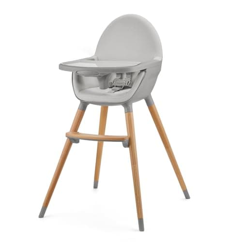 Image of Kinderkraft FINI 2 2-in-1 Highchair, converts to Low Chair, 6m+ to 15kg high/20kg Low, 5-Point Harness, Anti-Slip Barrier, 3-Position Double Tray, Adjustable footrest, Grey