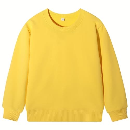 Image of Yufennie Kids Classic Sweatshirts | School Uniform Jumper Pullover, Long Sleeve Top for Boys & Girls Yellow