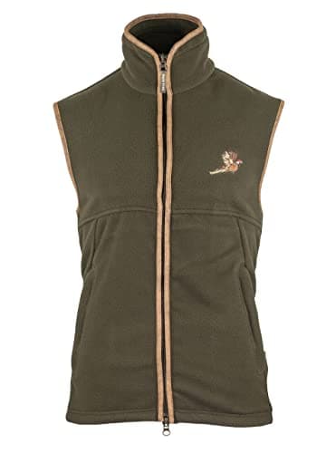 Image of JACK PYKE Mens Countryman Thermal Fleece Gilet Pheasant Motif Dark Olive X-Large