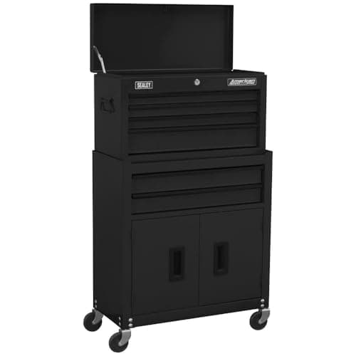 Image of Sealey Topchest & Rollcab Combination/Tool Chest on Wheels with Ball-Bearing Slides, 6 Drawer - Black - AP22BK