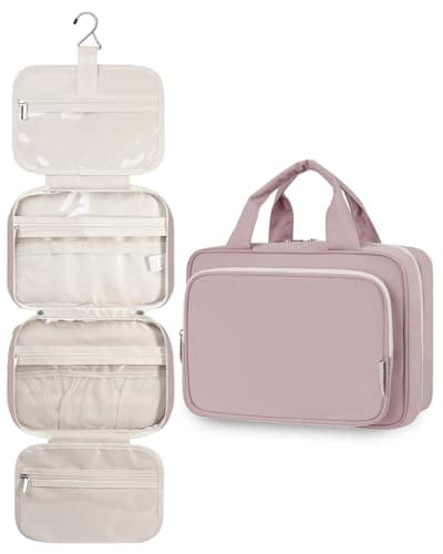 Image of Narwey Large Hanging Travel Toiletry Bag for Women Wash Bag Cosmetics Makeup Bag Organizer for Full Size Accessories (Dusty Rose (Large))