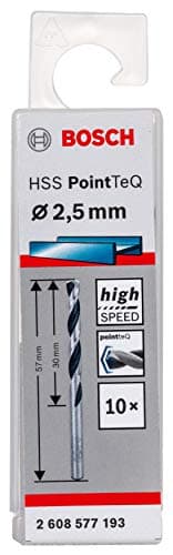 Image of Bosch Professional 10-piece PointTeQ HSS Twist Drill Bit (for metal, 2.5 x 30 x 57 mm, drill driver accessories), ø 2.5 mm