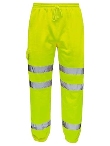 Image of shelikes Mens Hi Vis Viz Jogging Bottoms Combat Trousers Workwear Joggers Yellow