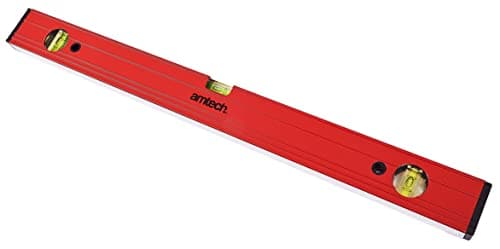 Image of Amtech - Ribbed Spirit Level, Heavy-Duty Aluminium with Milled Faces, Two Vertical & one Horizontal Vial, for General Installation, 600 mm / 24 in