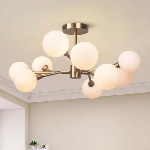 Image of LIANHENG Sputnik Chandelier for Dining Room, 9-Light Globe Chandeliers with G9 Socket, Ceiling Lamp for Living Room, Bedroom, Dining Room, Hallway White (NO Bulbs)
