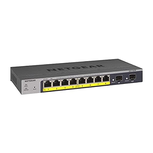 Image of NETGEAR 10-Port PoE Gigabit Ethernet Smart Switch (GS110TP) - Managed, with 8 x PoE+ @ 55W, 2 x 1G SFP, Optional Insight Cloud Management, Desktop or Wall Mount, and Limited Lifetime Protection