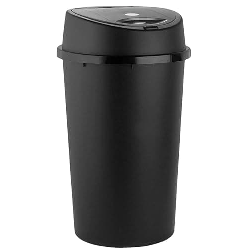 Image of Easy Shopping 50 Liter 50L TOUCH TOP KITCHENLARGE RUBBISH DUSTBIN Black for Home Garden Office School Bathroom WASTE DISPOSAL RECYCLING BIN Removable Lid(Black)
