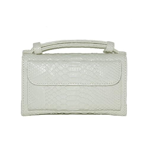 Image of XYMYYXGS Genuine Leather Snake Print Women Chain Shoulder Crossbody Clutch Bag, white, One size