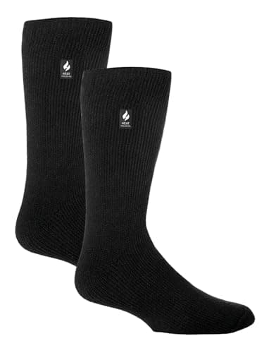 Image of HEAT HOLDERS 2 Pack Mens Thermal Socks Winter Warm Original Socks | Thick Fleece Insulated Socks (12-14, Black)