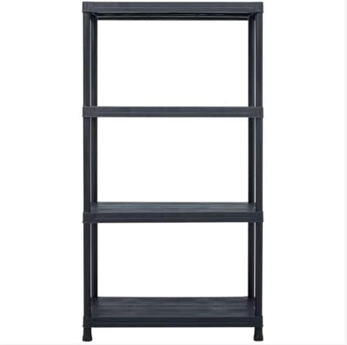 Image of Easy Shopping ® 4/5 Tier Black Heavy Duty 60CM Wide Plastic Shelving Unit Storage Organised Garage/Home/Pantry Racking Shelf Shelves Workbench Workman Bays Racking Tools Paint (Black, Large, 4)